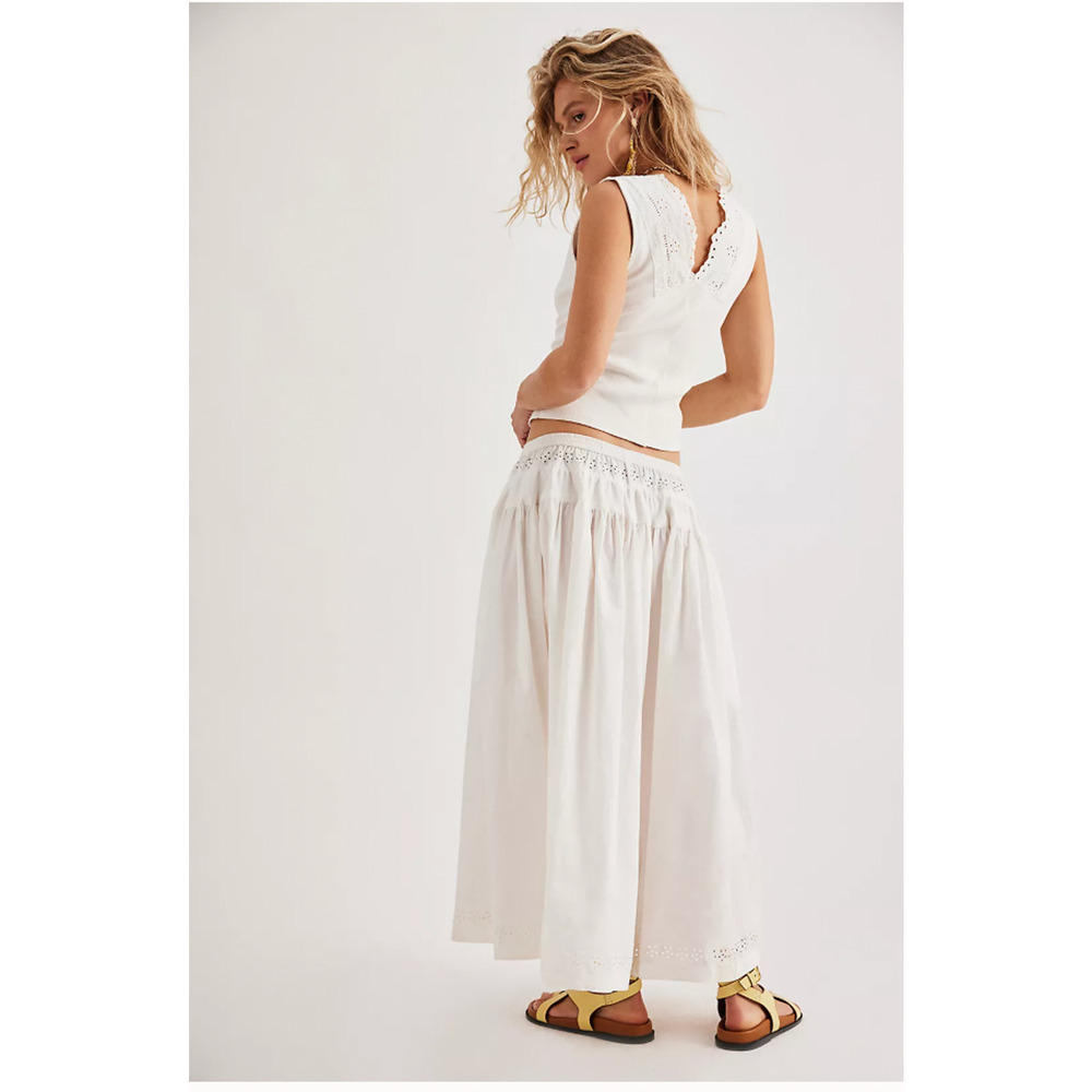 Free People Giselle White Eyelet Maxi Skirt Set (two pieces) - Picture 2 of 5